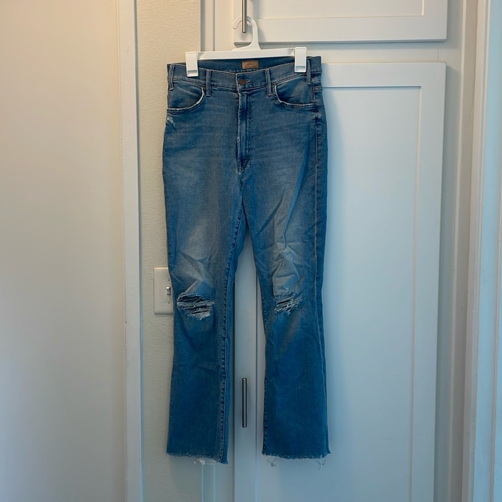 Mother the hustler ankle gray jeans